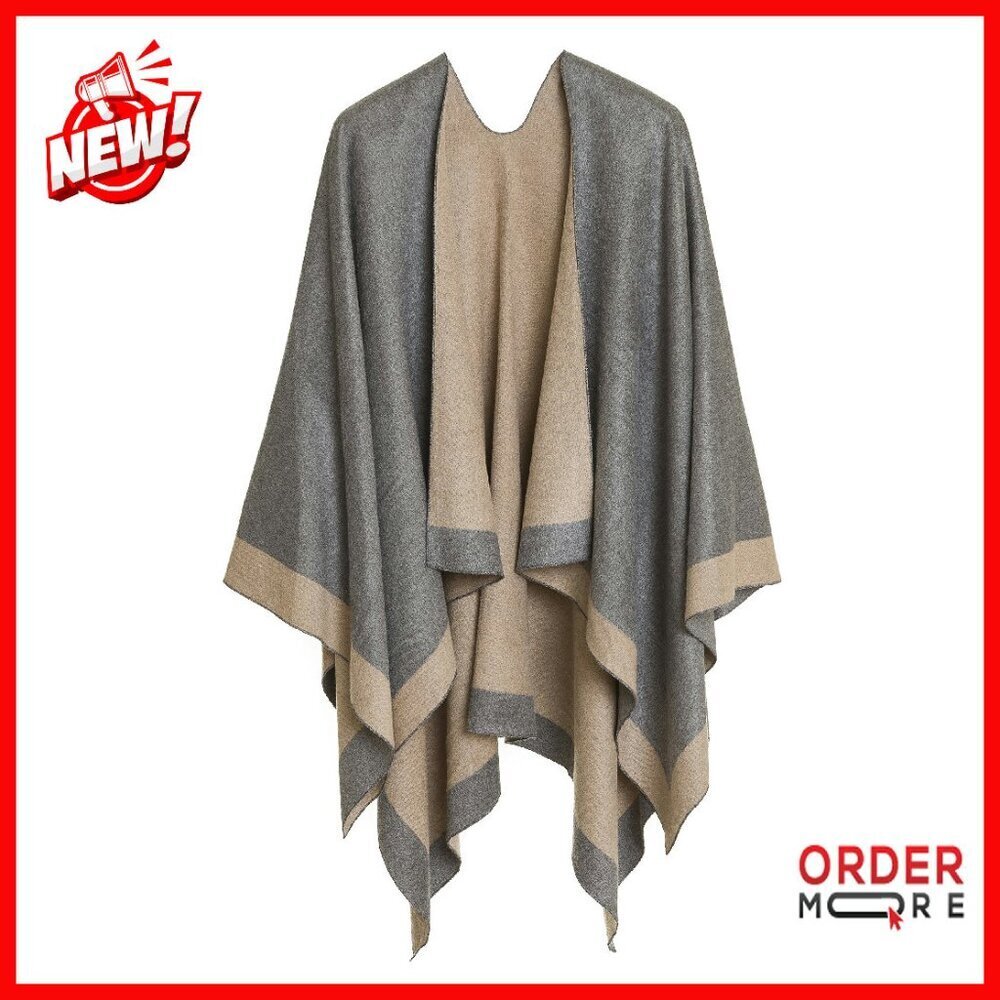 Women's Shawl Wrap Poncho Ruana Cape Cardigan Sweater Open Front Travel